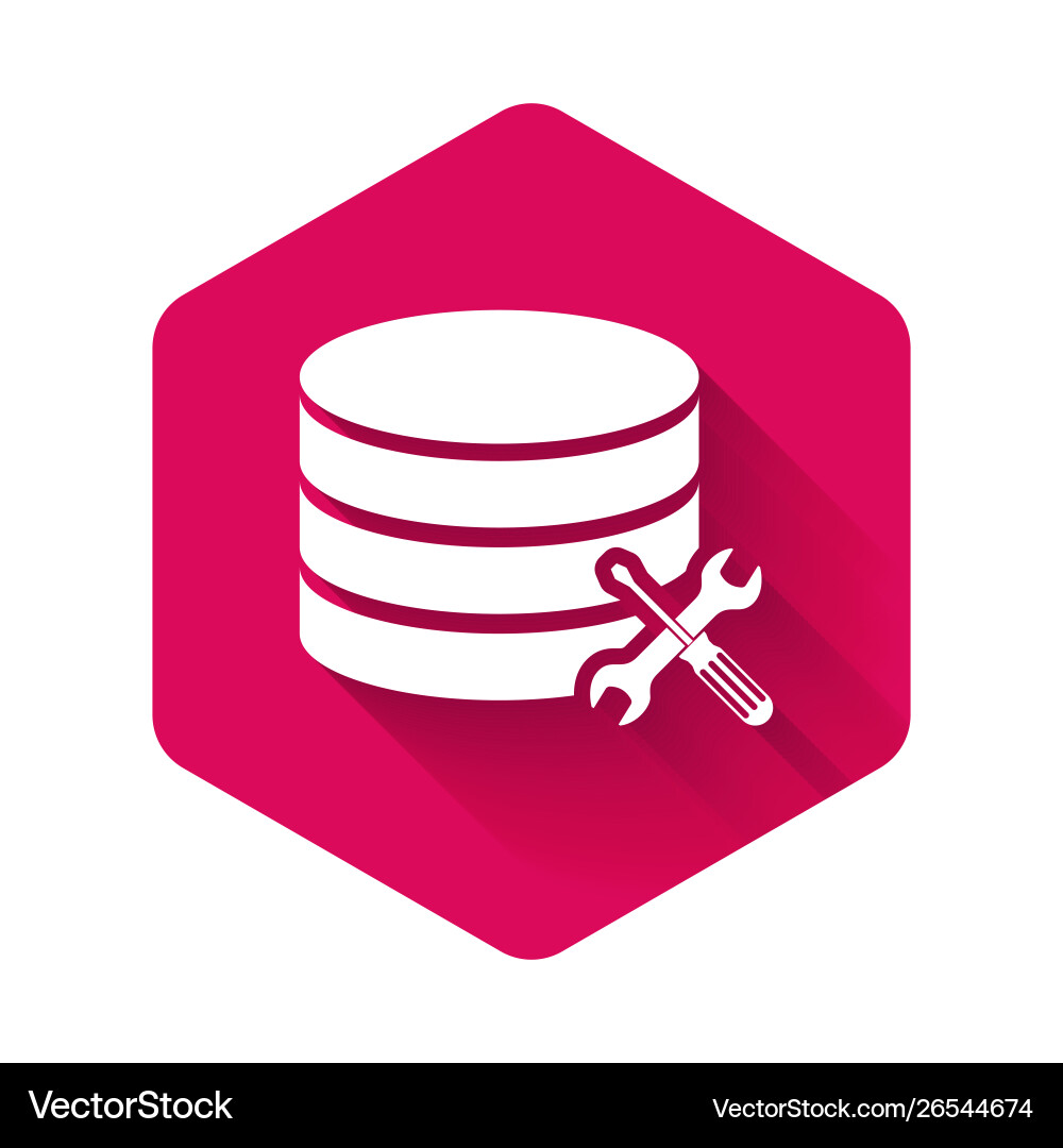 White database server with screwdriver and wrench White database server with screwdriver and wrench Vector Image