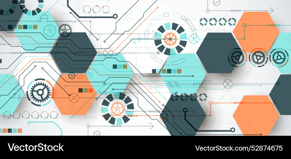 Abstract circuit board background with hexagons Abstract circuit board background with hexagons vector image