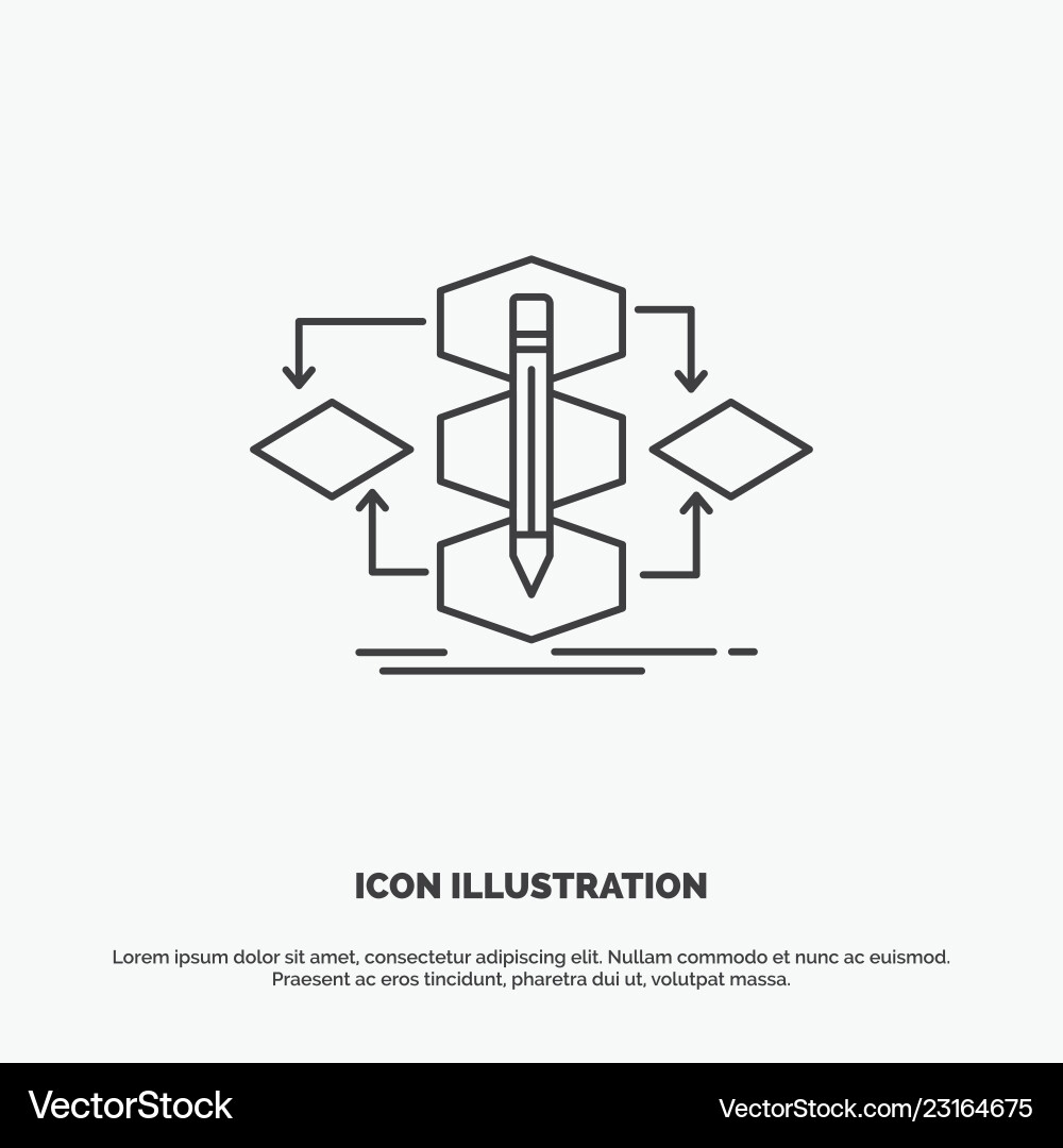 Algorithm Design Methode Modell Prozess Ikone Linie Algorithm Design Methode Modell Prozess Ikone Linie vektorbild