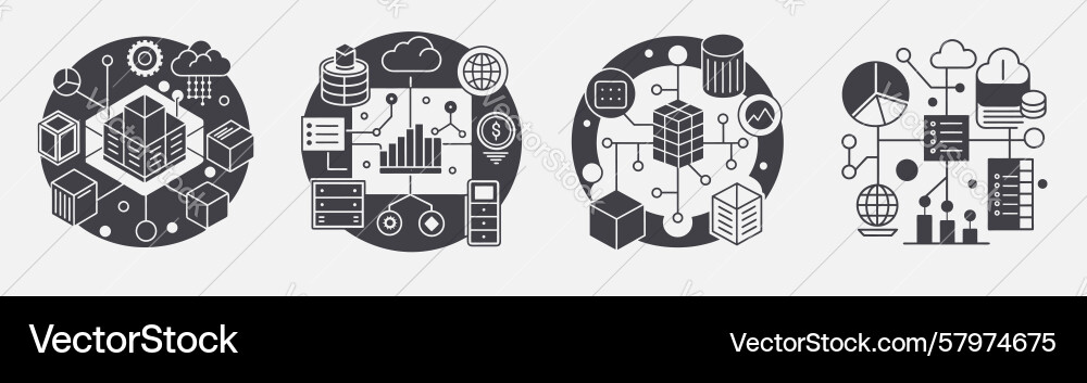 Big data analytics set flat design concepts Vector Image