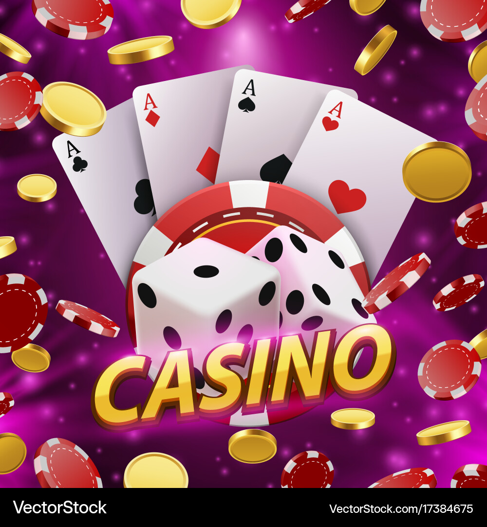 Casino dice banner signboard auf hintergrund Vektorbild
