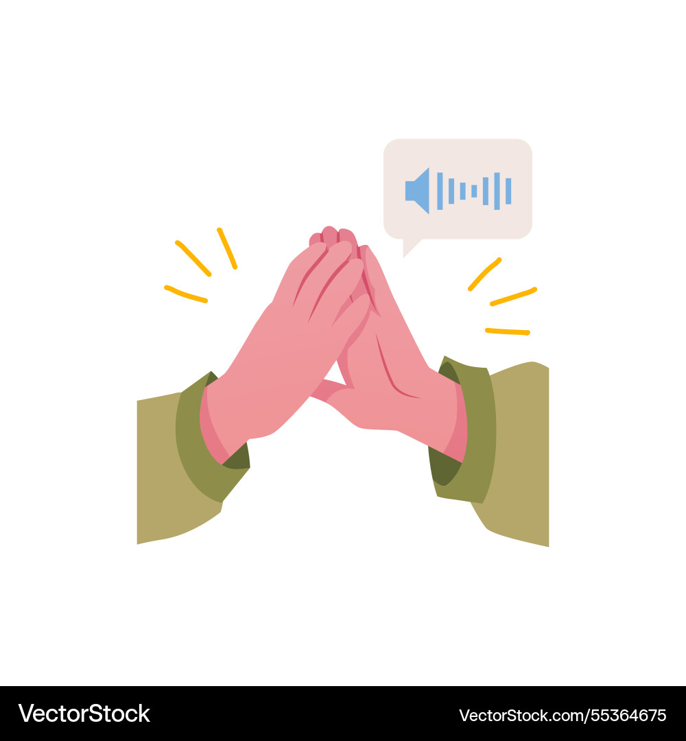 Clapping hands gesture and voice message icon Clapping hands gesture and voice message icon vector image