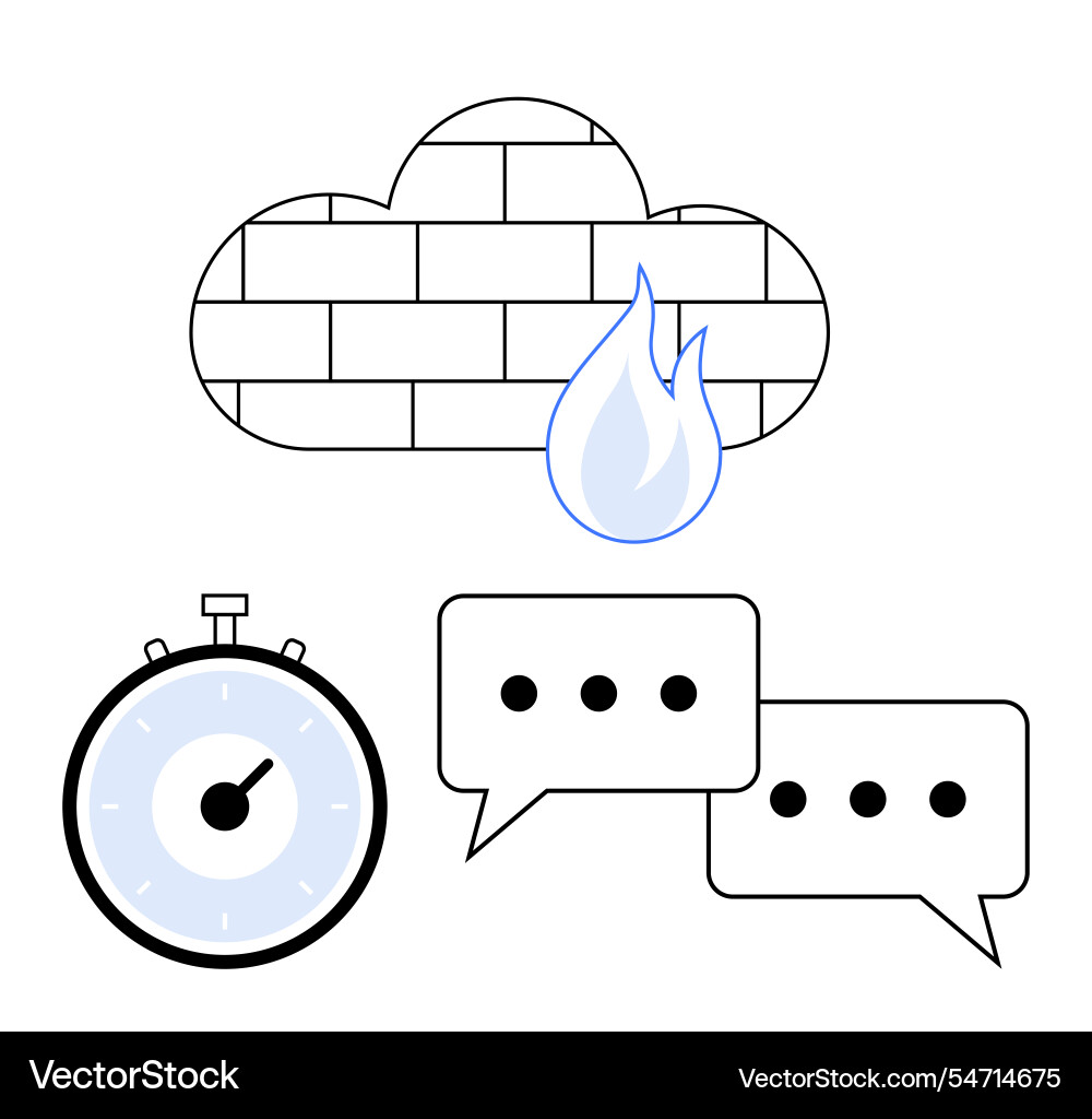 Digital security concept with firewall timer Digital security concept with firewall timer vector image