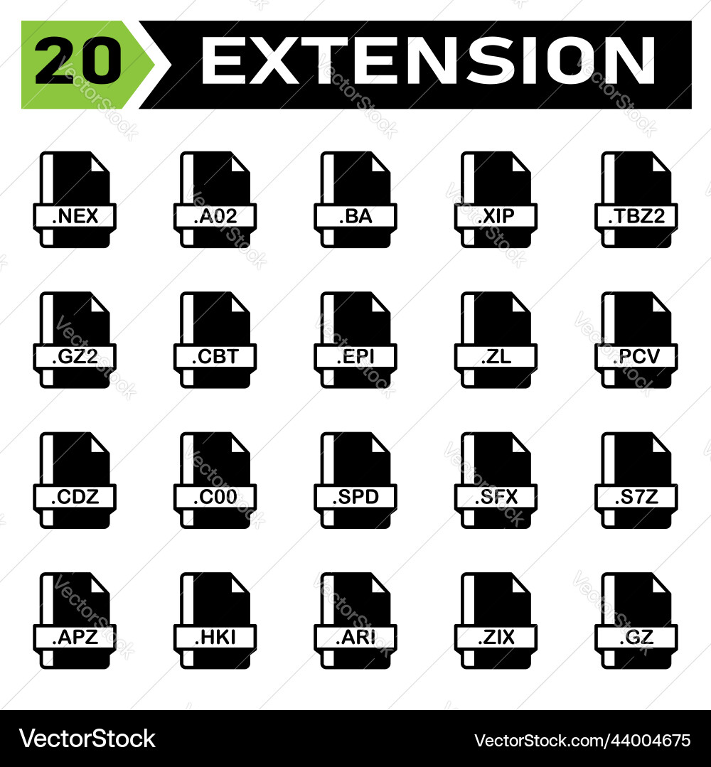 File extension icon set include document vector image