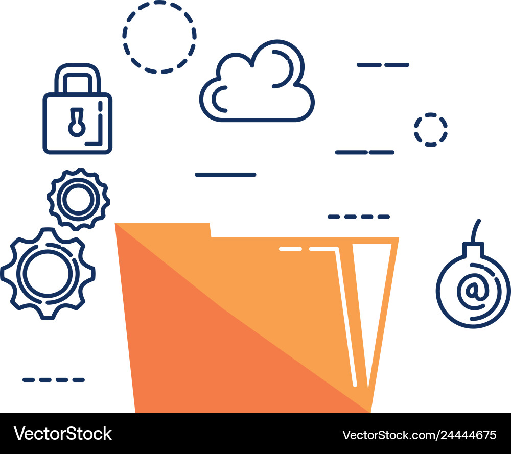 Folder document with security icons Vector Image