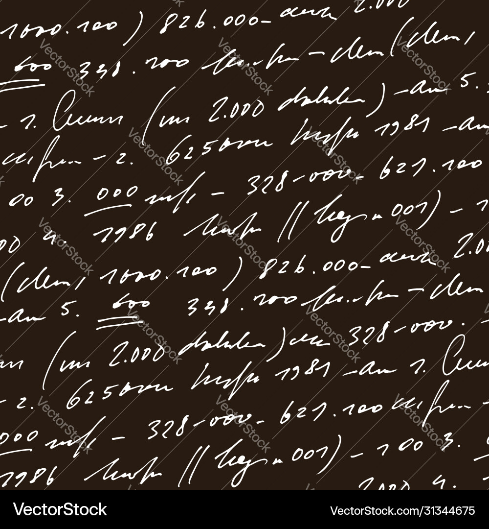 Handwritten abstract text and numbers seamless vector image