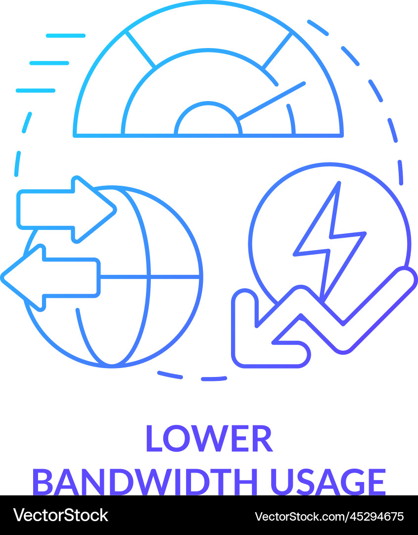 Lower bandwidth usage blue gradient concept icon Lower bandwidth usage blue gradient concept icon Vector Image