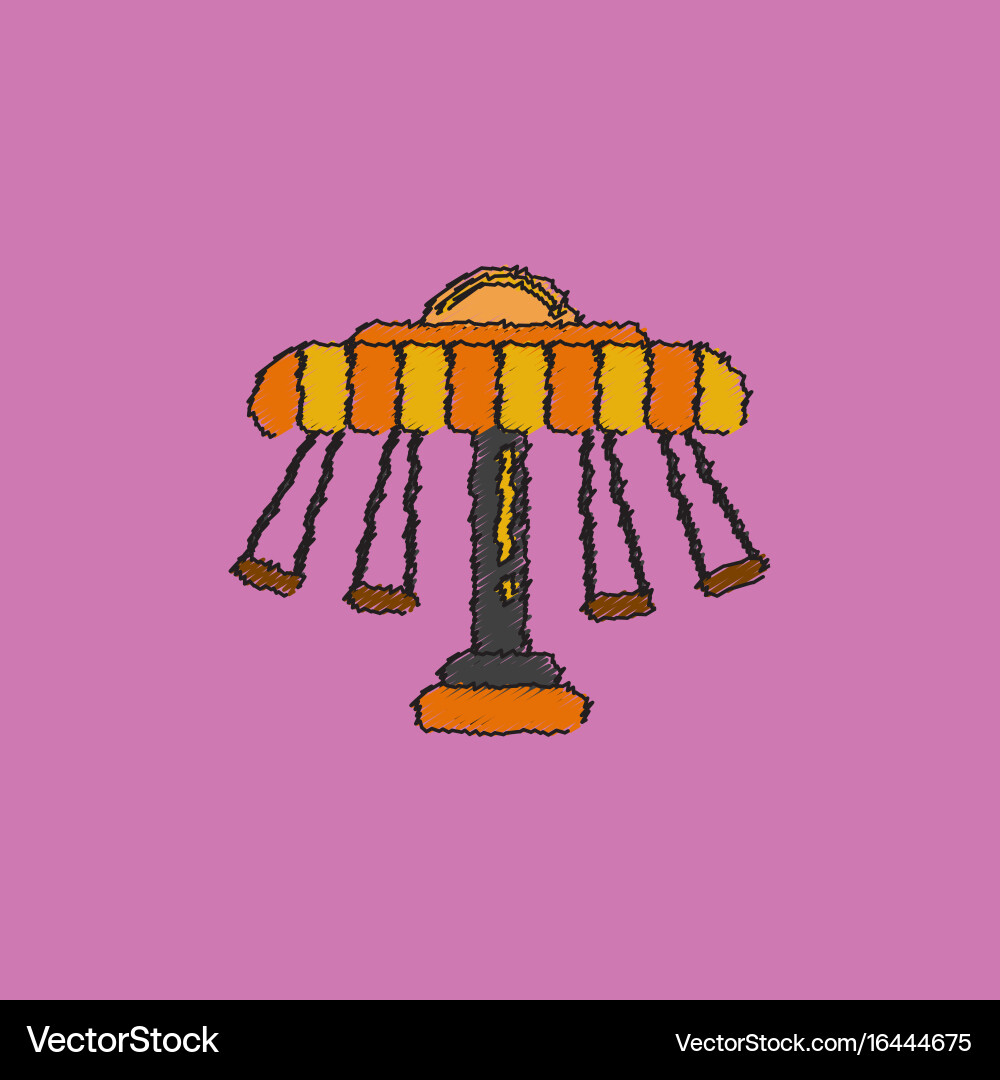 Merry-go-round icon in hatching style Vector Image