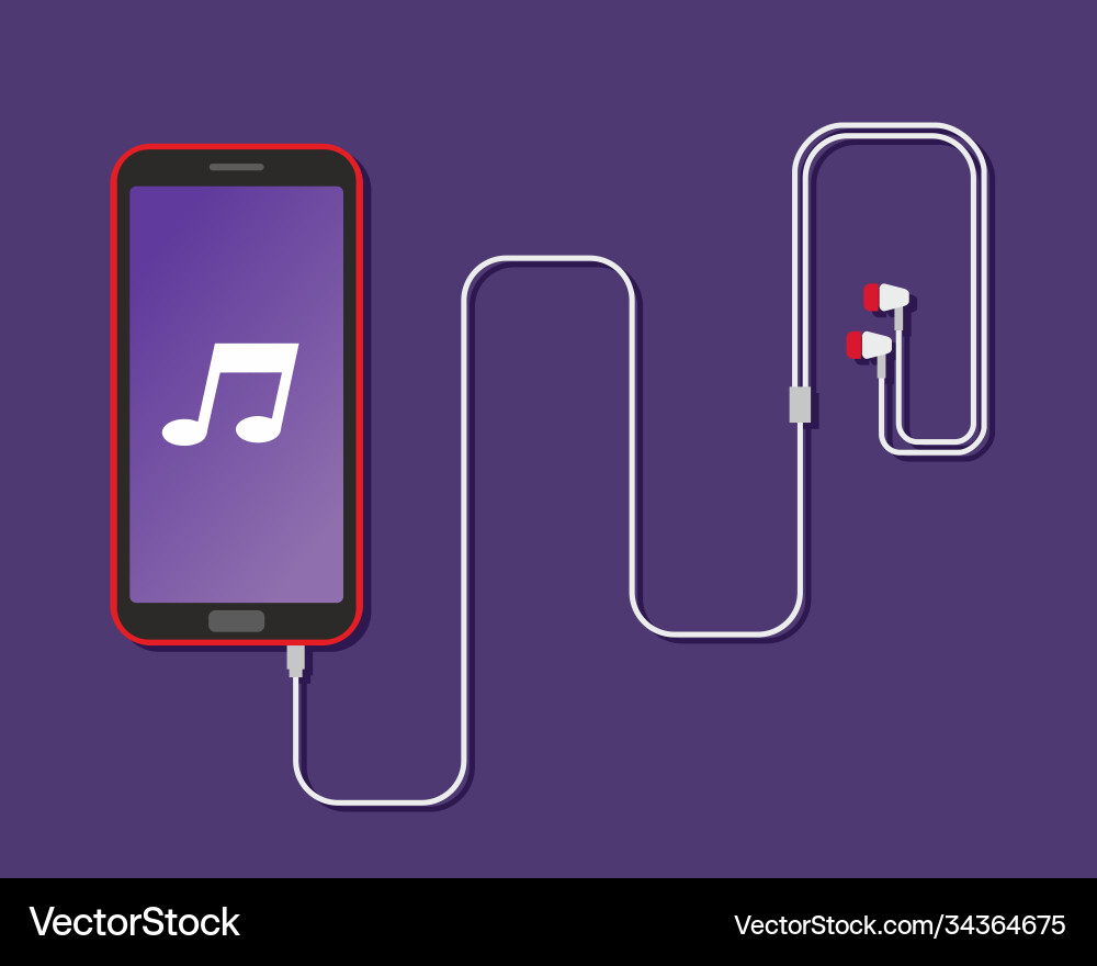 Mobile phone with earphones Mobile phone with earphones vector image