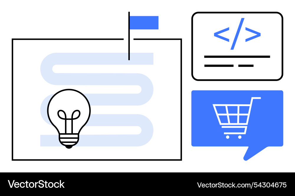 Pathway to innovation featuring light bulb coding Pathway to innovation featuring light bulb coding vector image