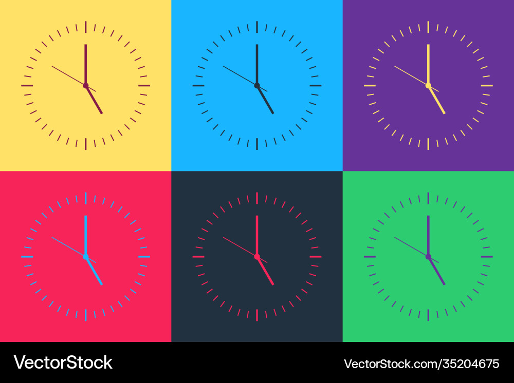 Pop art clock icon isolated on color background Pop art clock icon isolated on color background vector image