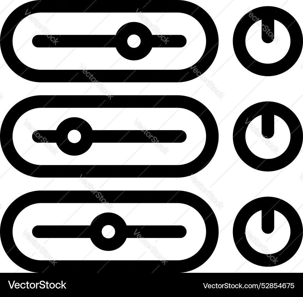 Set of sliders and buttons for adjusting settings Set of sliders and buttons for adjusting settings vector image