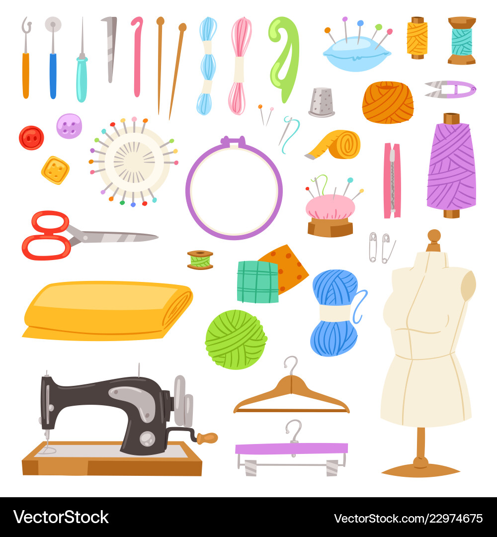 Sewing Tools & Accessories Royalty Free Vector Image