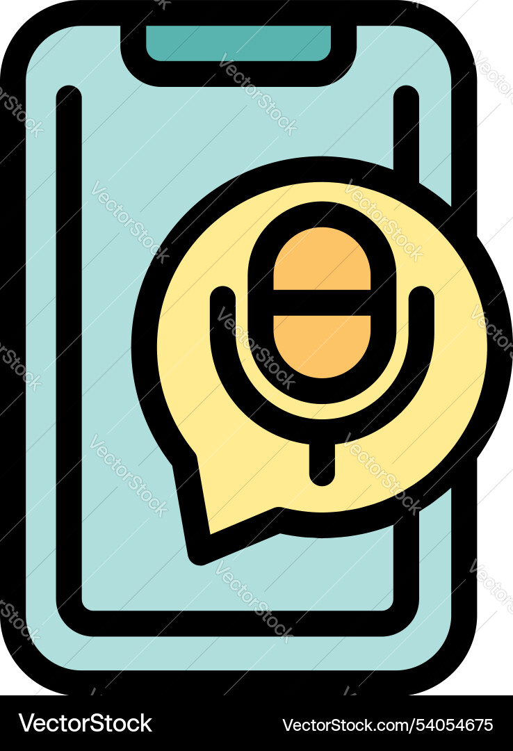 Smartphone showing microphone icon in speech Smartphone showing microphone icon in speech Vector Image