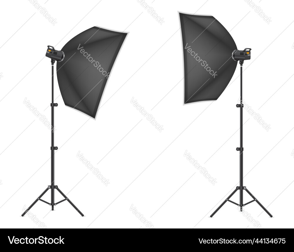 Softbox with flash on tripod for a photo studio vector image