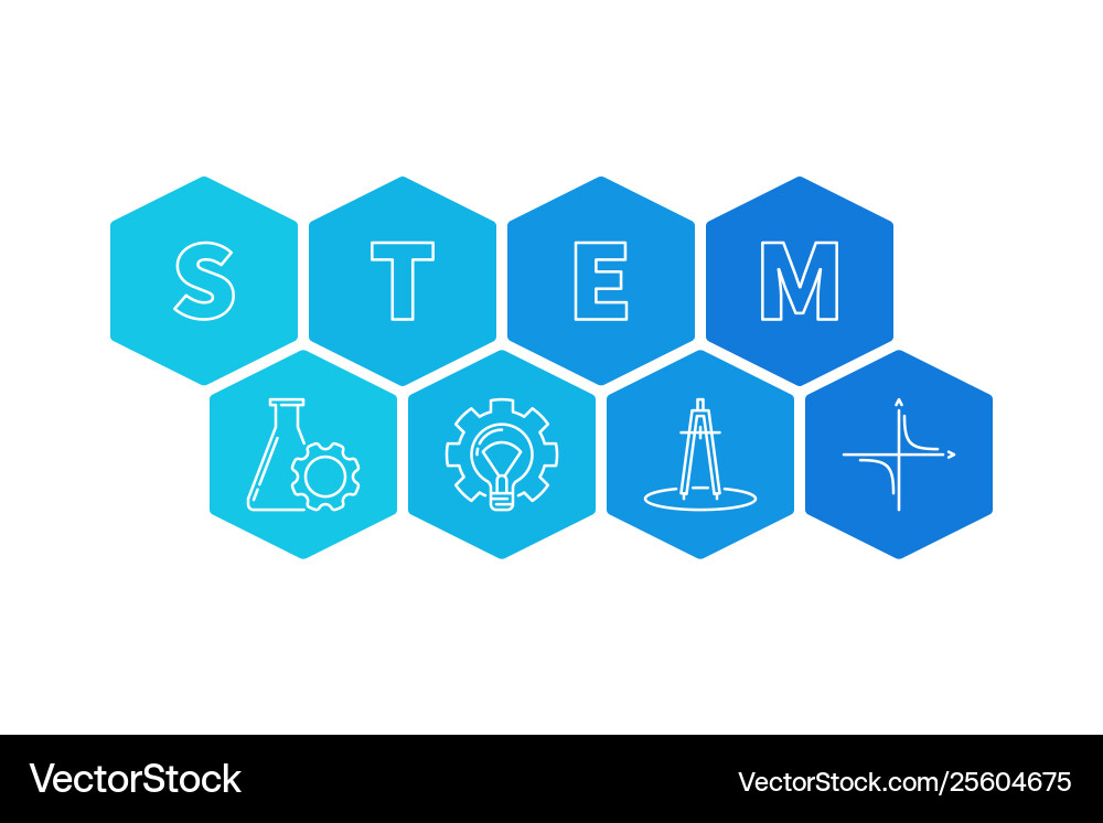 Stem - science and math hexagonal Stem - science and math hexagonal vector image