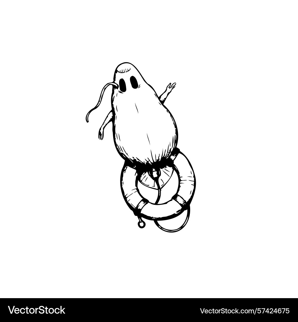 Whimsical ghost character floating Whimsical ghost character floating Vector Image