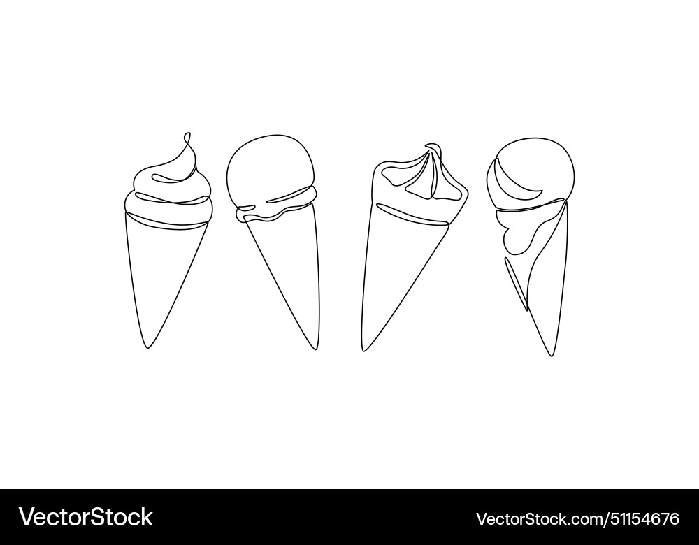 Abstract ice cream cone continuous one line Abstract ice cream cone continuous one line vector image