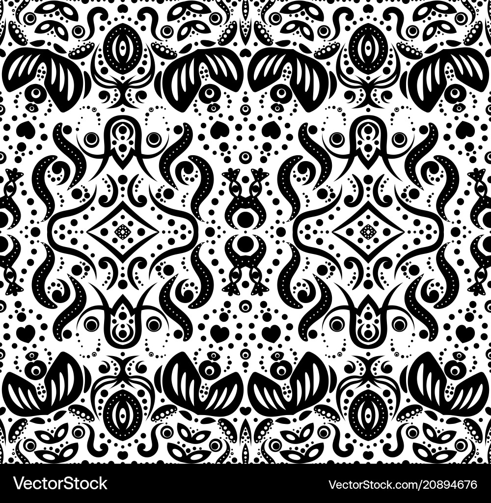 Abstract seamless pattern with flowers and dots Abstract seamless pattern with flowers and dots vector image