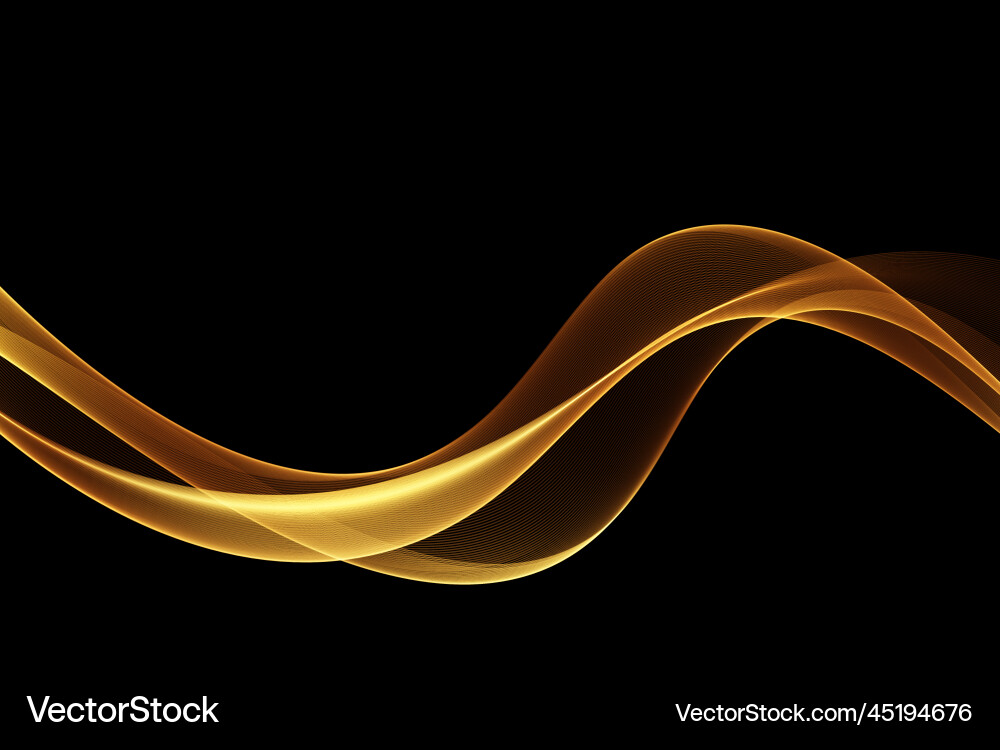 Abstract shiny golden wave design element on black Abstract shiny golden wave design element on black vector image