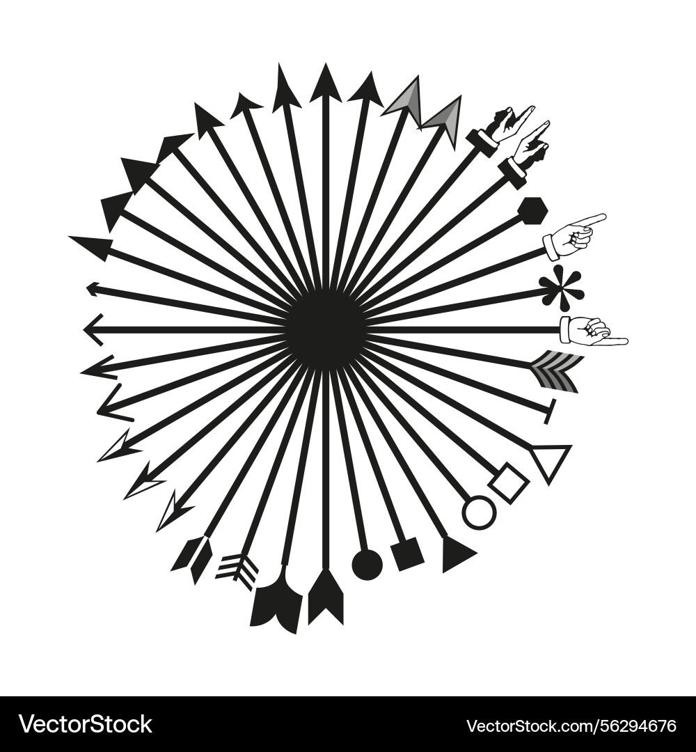 Arrowhead circle icon radial pointer symbol Vector Image