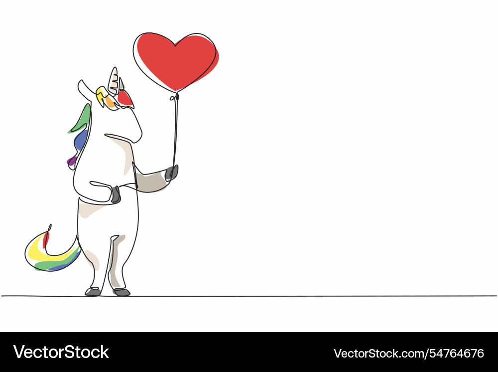 Continuous one line drawing unicorn is standing Continuous one line drawing unicorn is standing vector image