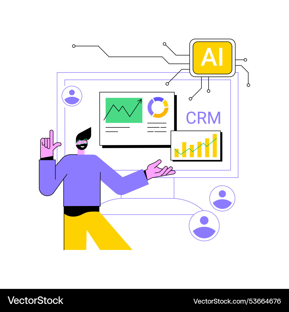 Crm with ai-generated insights abstract concept vector image