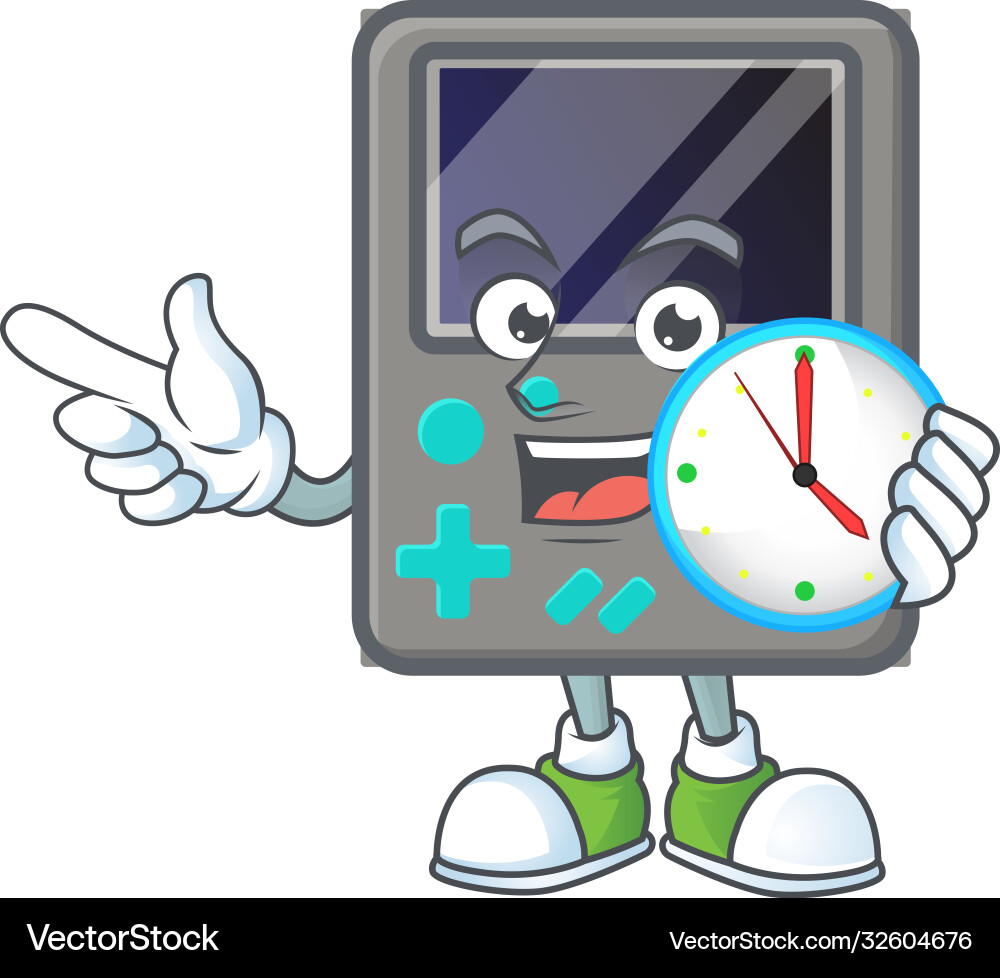 Game console cartoon character style with a clock vector image