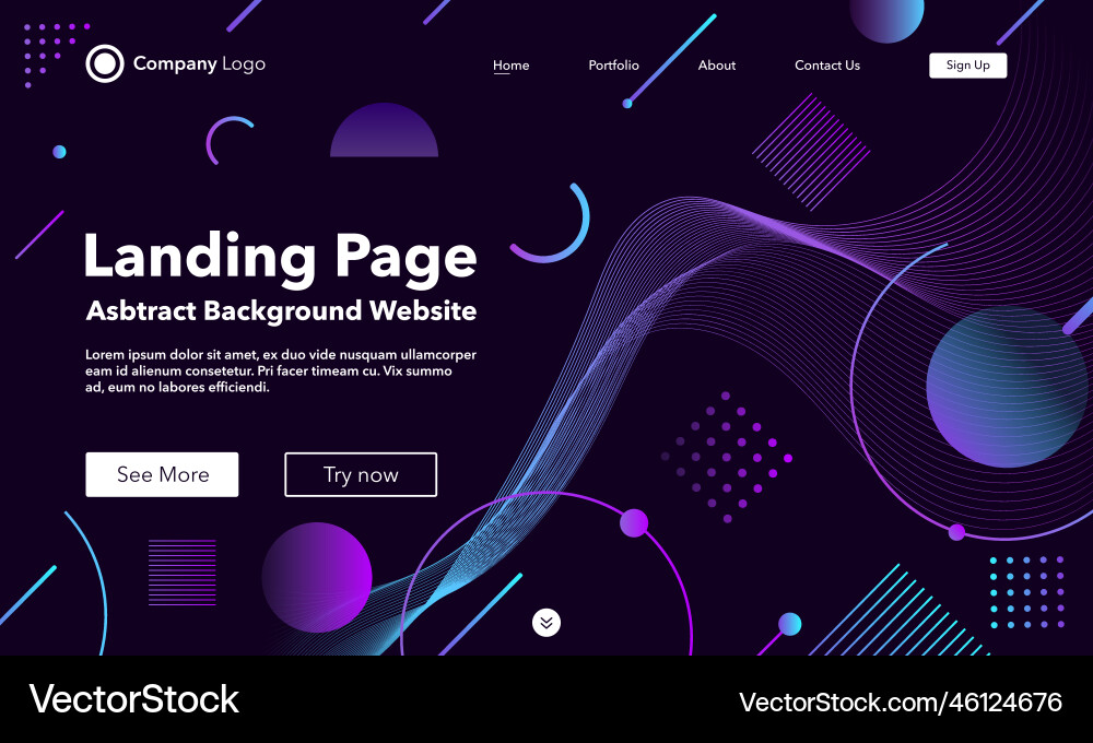 Gradient abstract background landing page Gradient abstract background landing page vector image