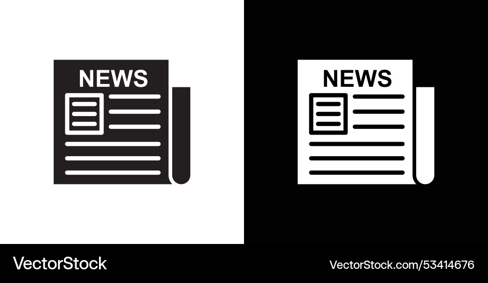 Newspaper icon flat thin line Royalty Free Vector Image