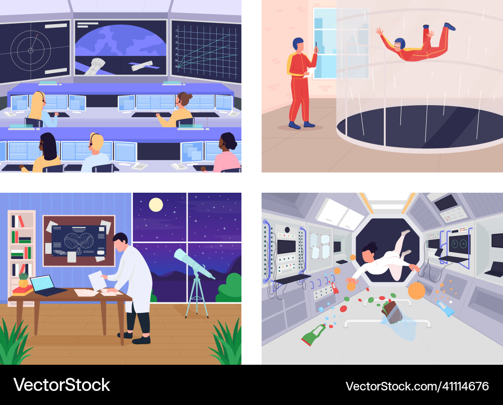 People who are envolved in space program flat People who are envolved in space program flat vector image