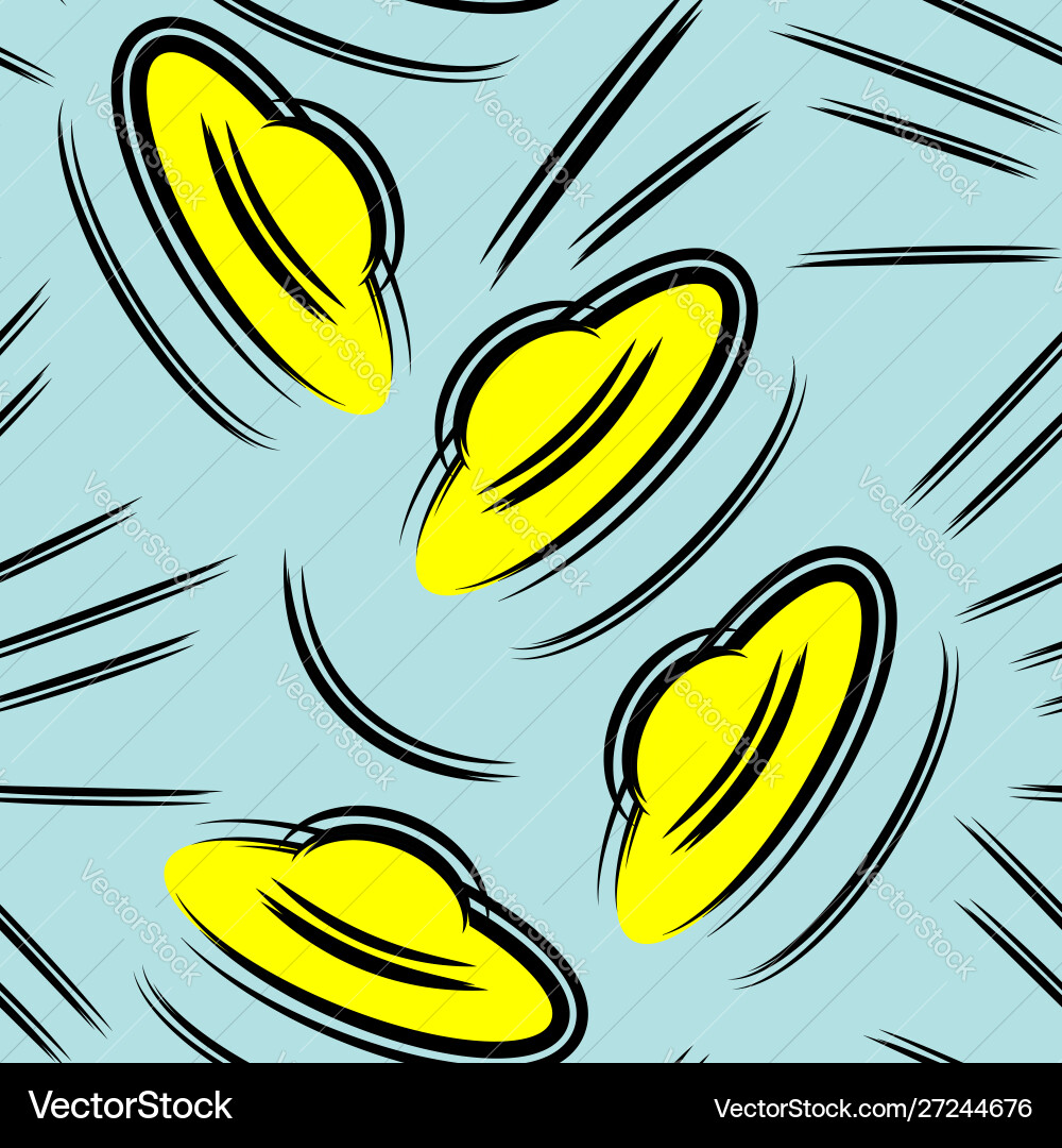 Seamless pattern with image cartoon ufo vector image