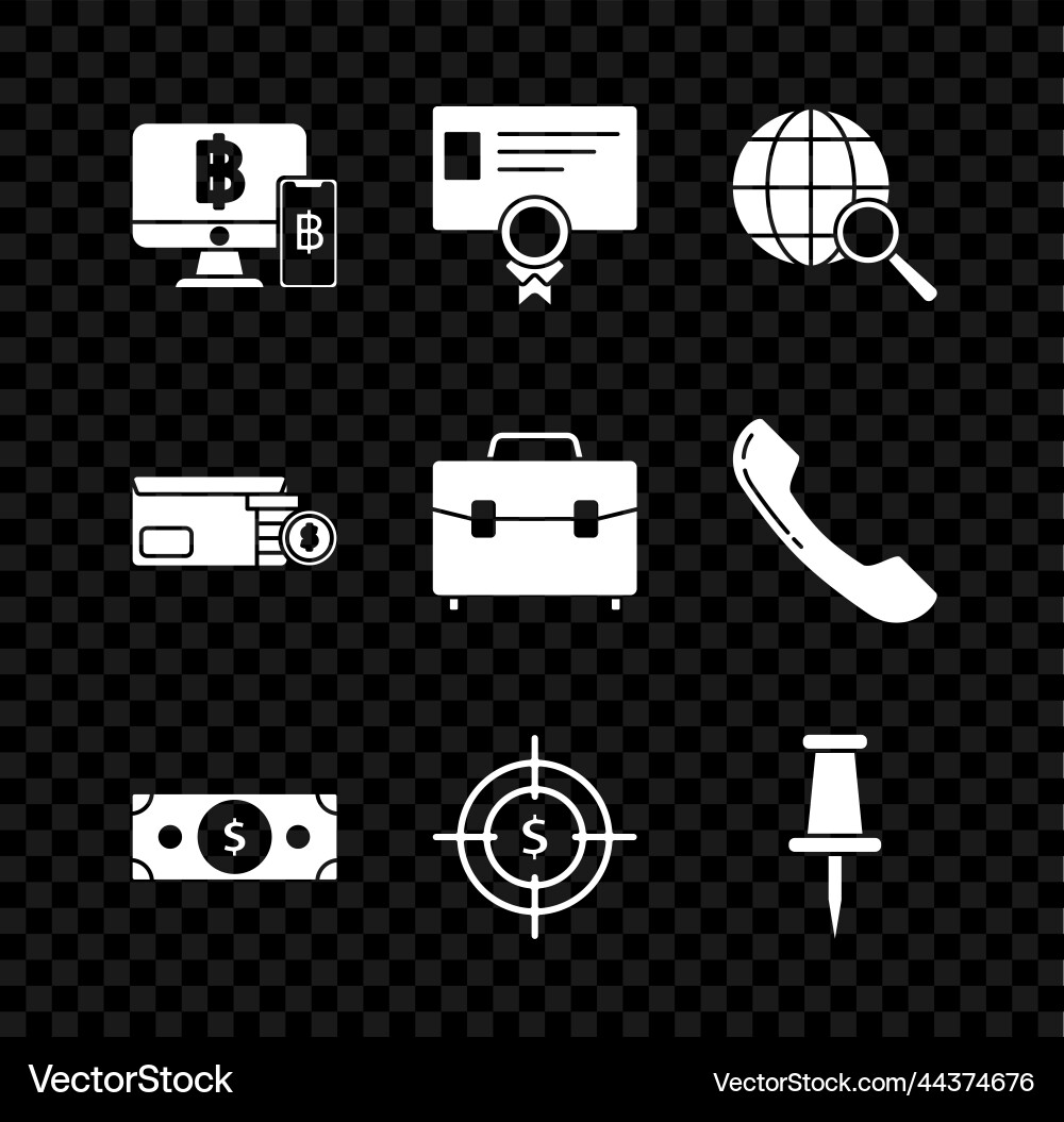 Set computer monitor with mobile phone and bitcoin Set computer monitor with mobile phone and bitcoin vector image