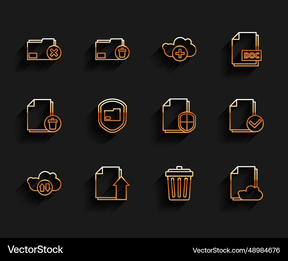 Set line cloud download and upload file Set line cloud download and upload file Vector Image