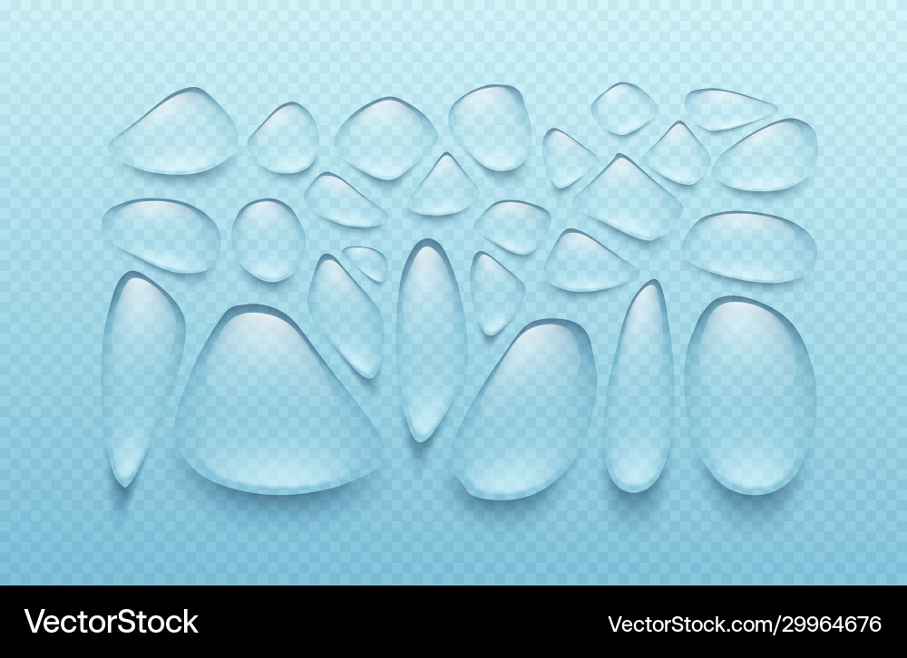 Set transparent drops different shapes Set transparent drops different shapes vector image