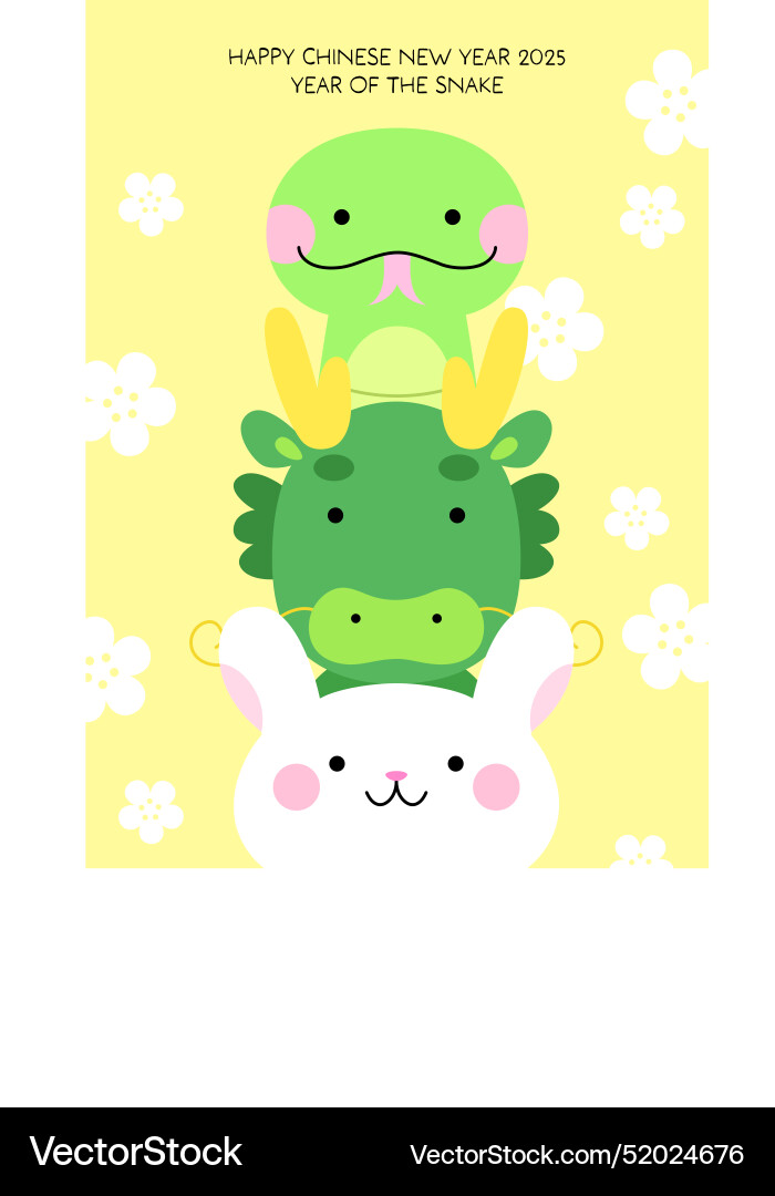 Three cute zodiac animals dragon snake and rabbit Three cute zodiac animals dragon snake and rabbit vector image