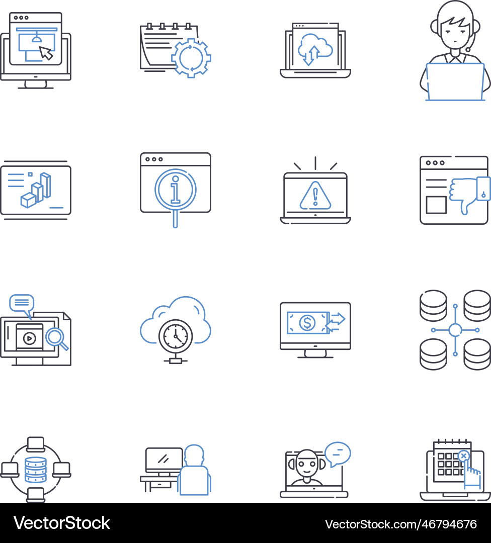 Web security line icons collection encryption Web security line icons collection encryption vector image