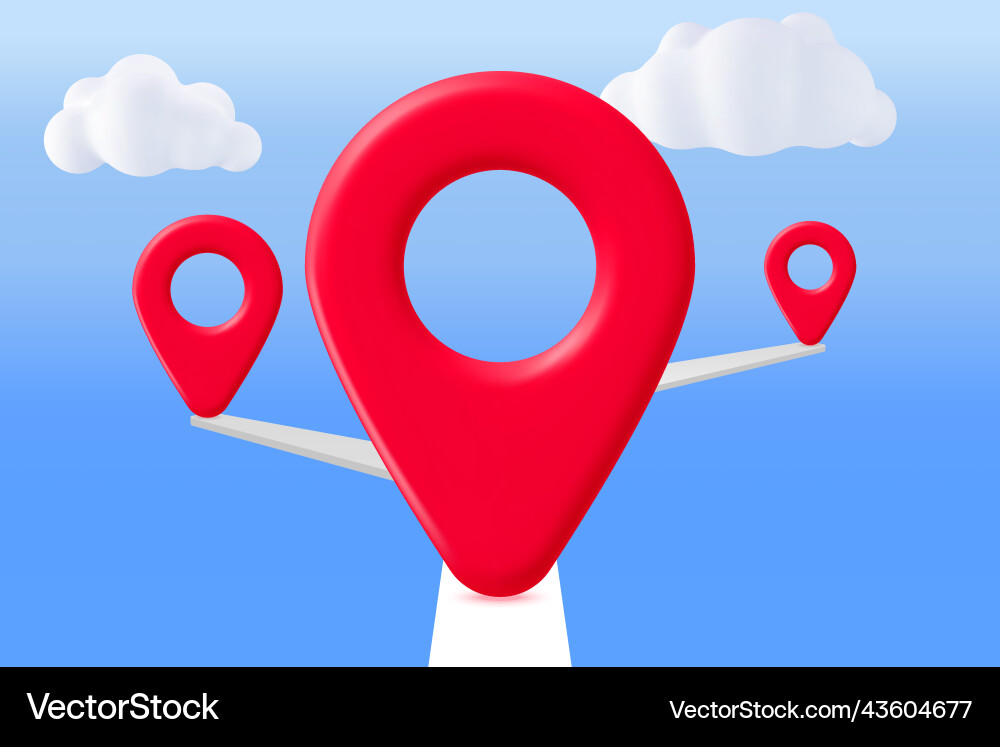 3d location map pin in clouds 3d location map pin in clouds vector image