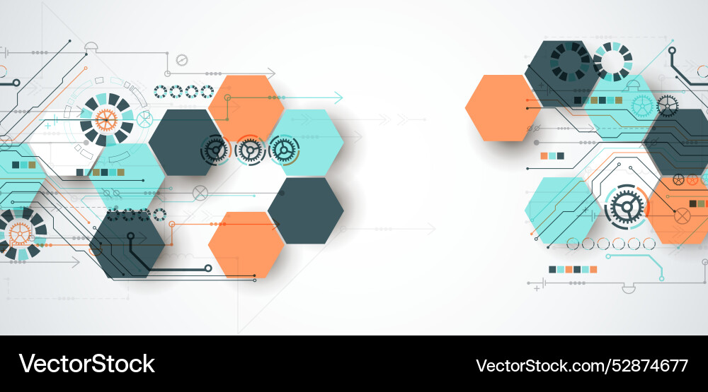 Abstract circuit board background with hexagons Abstract circuit board background with hexagons vector image
