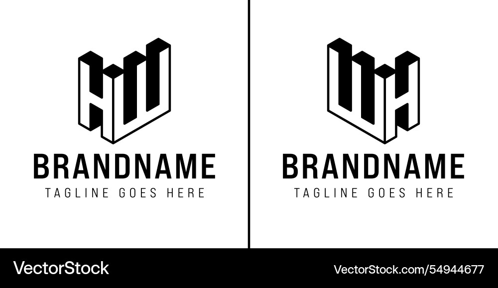 Buchstaben hw und wh 3d Monogramm Logo repräsentiert Buchstaben hw und wh 3d Monogramm Logo repräsentiert vektorbild