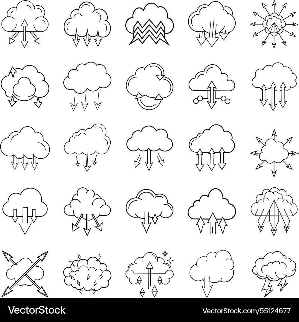 Cloud computing network arrows data flow icons Cloud computing network arrows data flow icons vector image