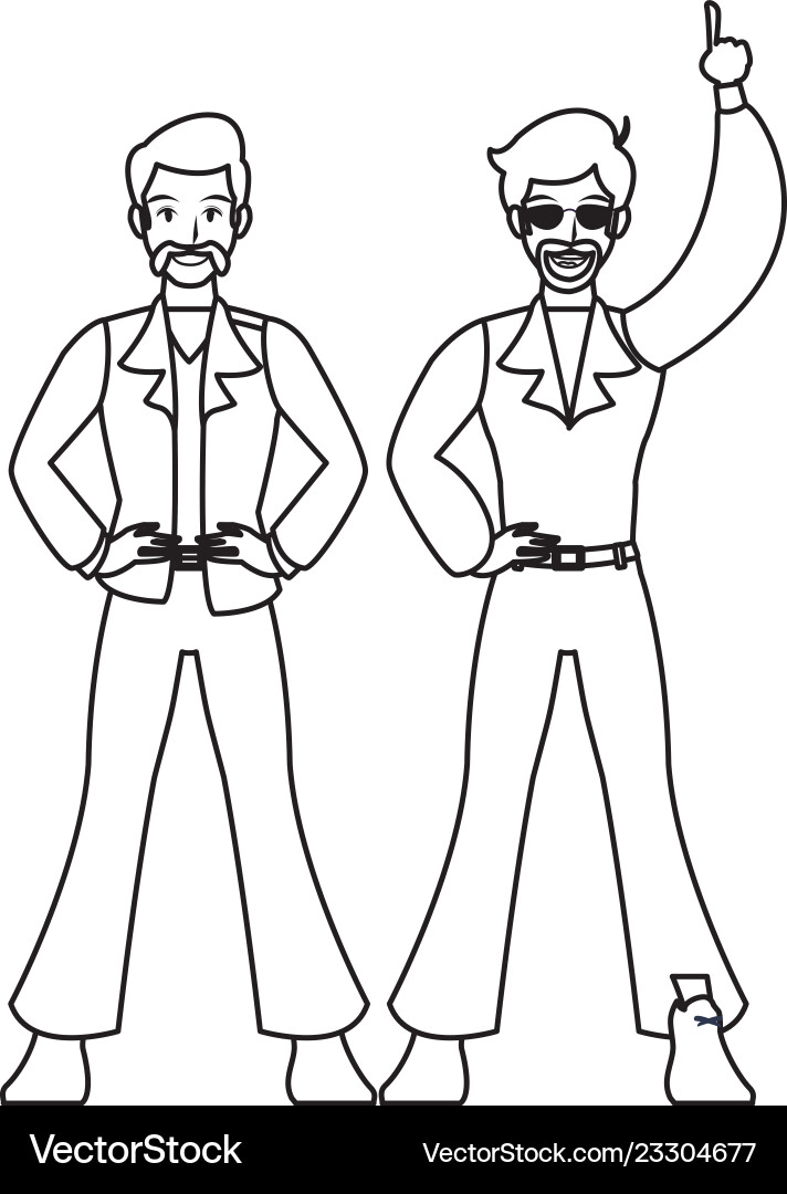 Disco Leute Cartoon in schwarz und weiß Disco Leute Cartoon in schwarz und weiß vektorbild