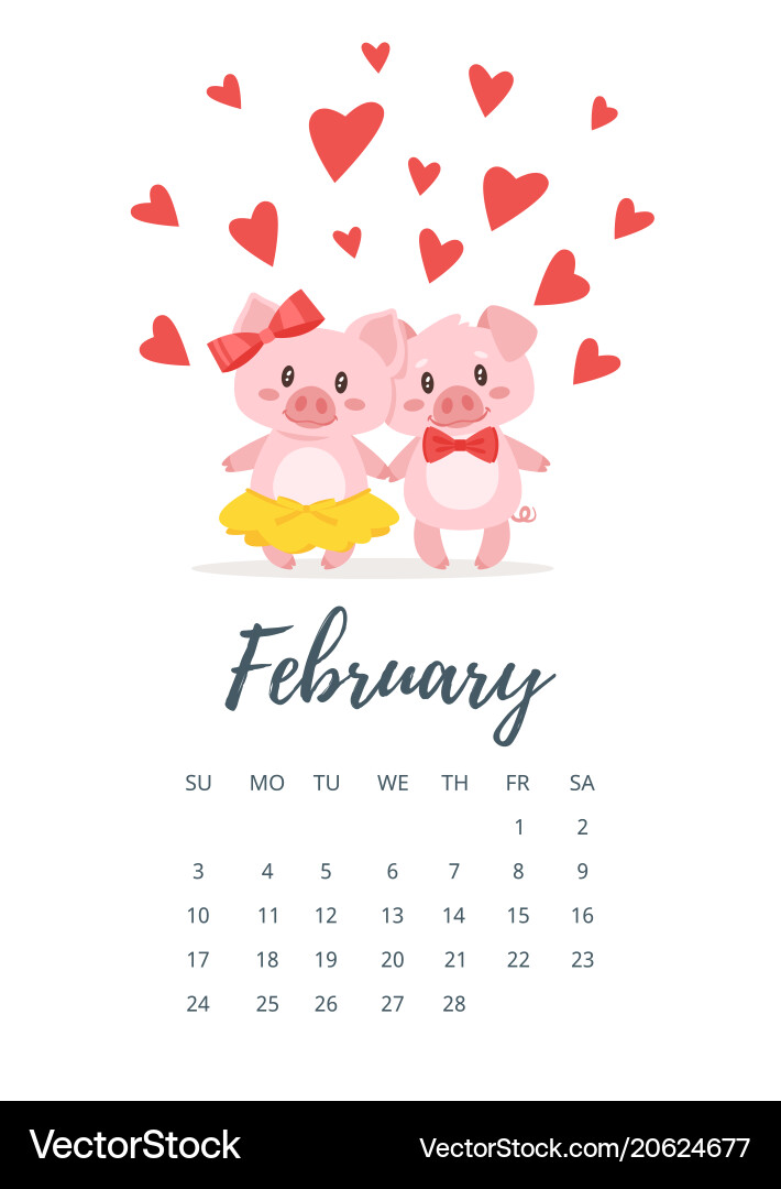 February 2019 year calendar page February 2019 year calendar page vector image
