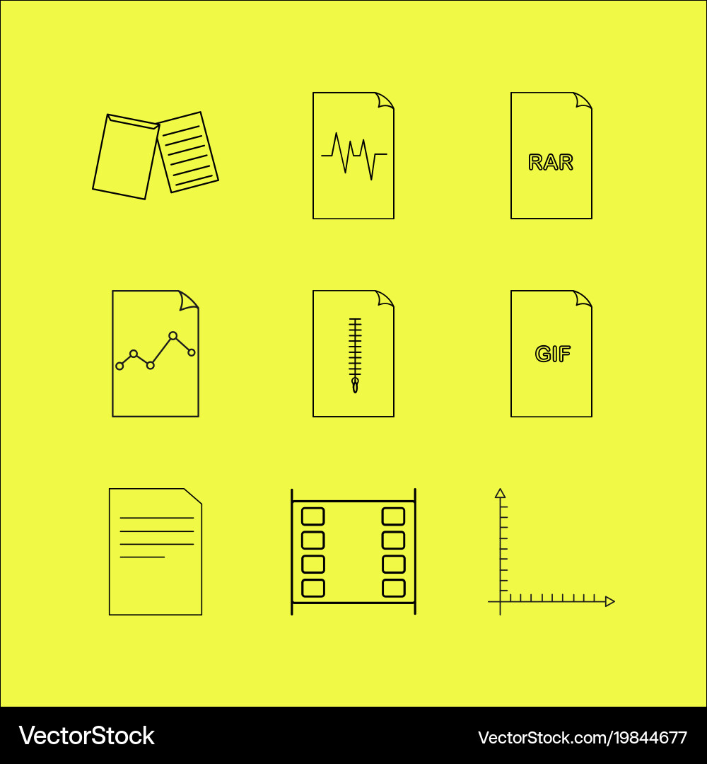 Files and folders linear icon set simple outline vector image