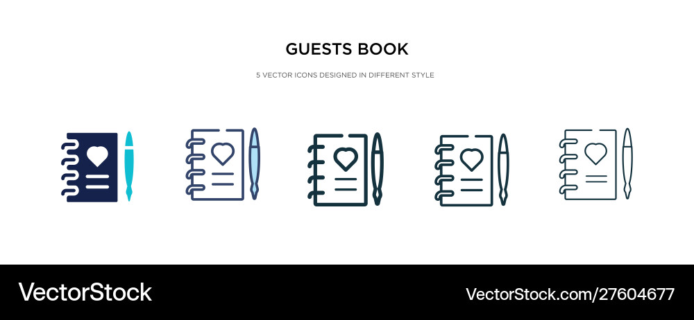 Guests book icon in different style two colored vector image