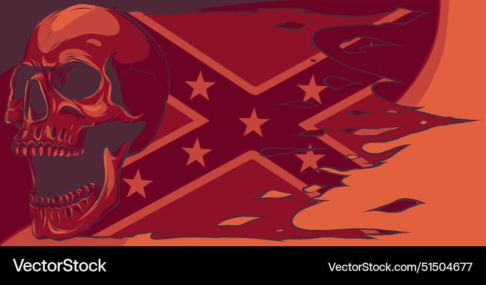 Human skull with confederation flag isolated Vector Image