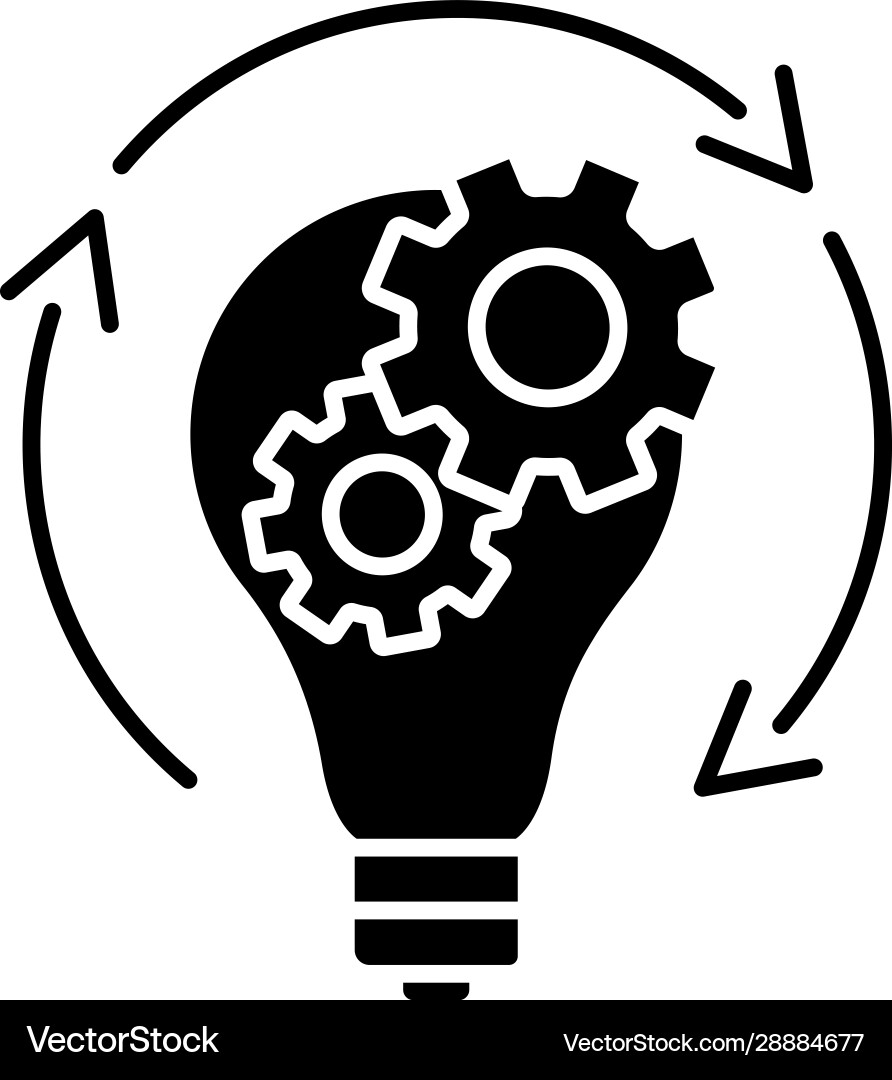 Idea Generation - Lightbulb with Gears vector image