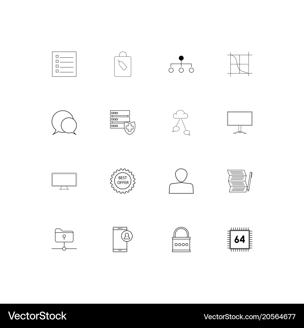 Internet technologies simple linear icons set vector image
