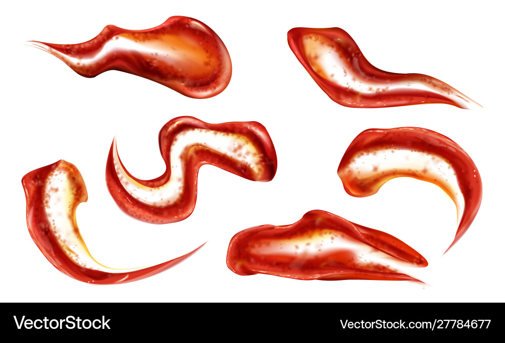Ketchup splashes set top view tomato sauce blobs Ketchup splashes set top view tomato sauce blobs vector image