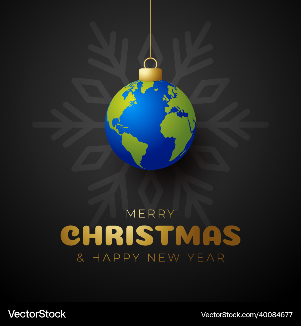Planet Erde Weihnachten Kugelkarte merry Planet Erde Weihnachten Kugelkarte merry vektorbild
